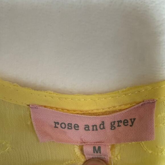 Rose & Grey M Yellow Eyelet Lace Crop Top Ruffle Cottage Coquette Softgirl Cute - Picture 6 of 10